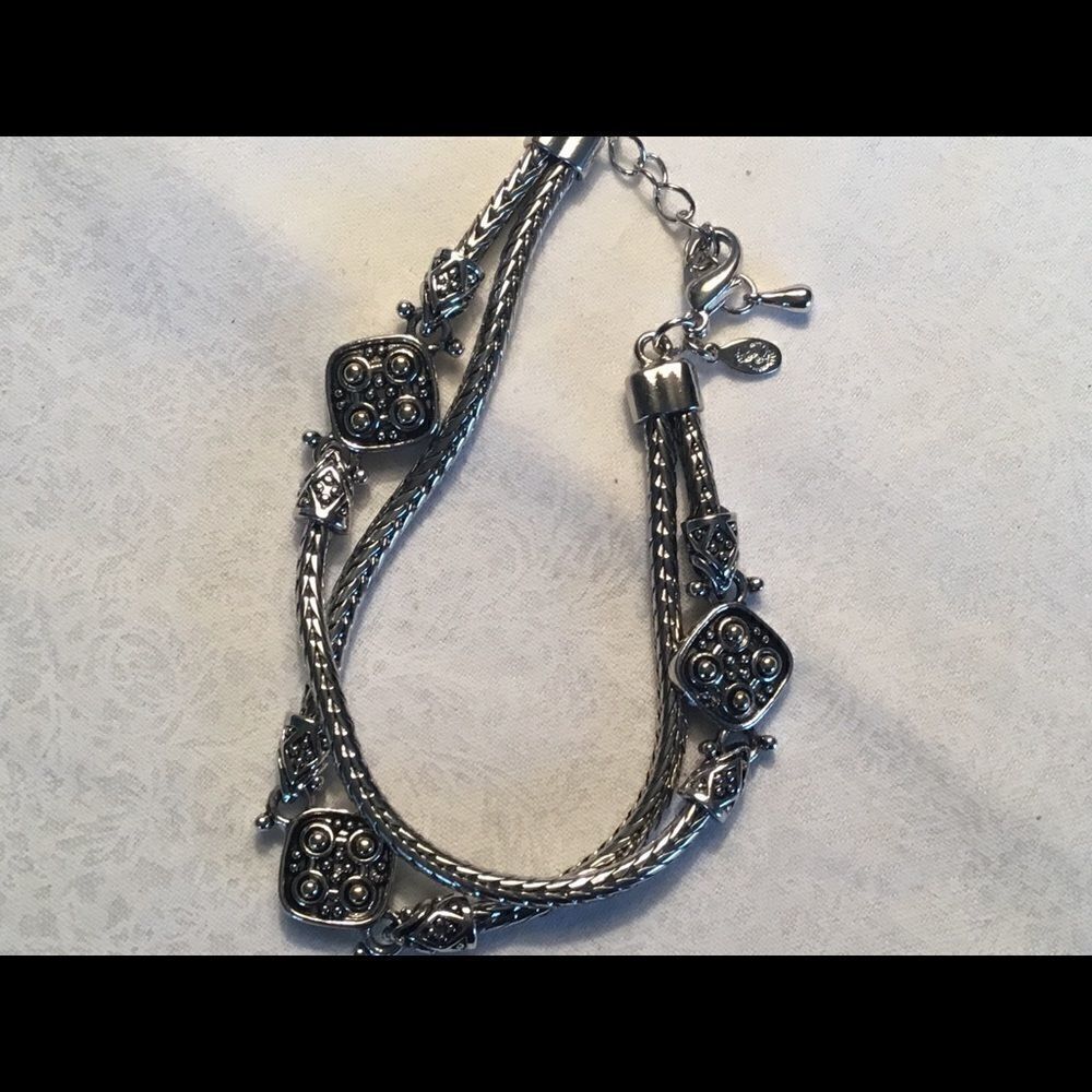 Silvertone Double Strand Bracelet